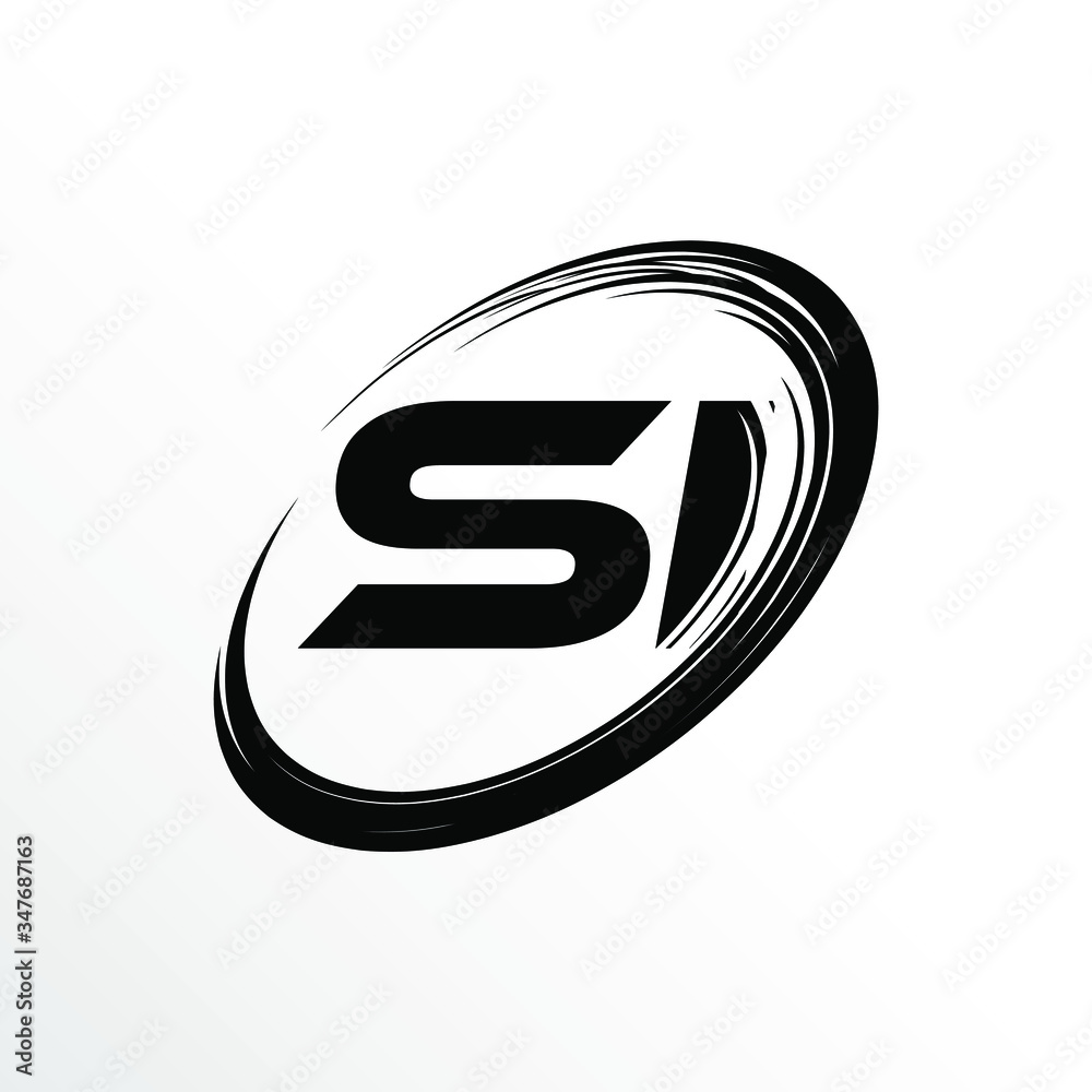 Initial Letter SI Brush Effect Logo Design Initial Letter SI Brush Effect Logo Design