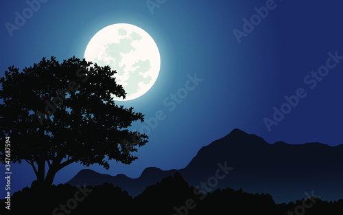 night landscape with moon