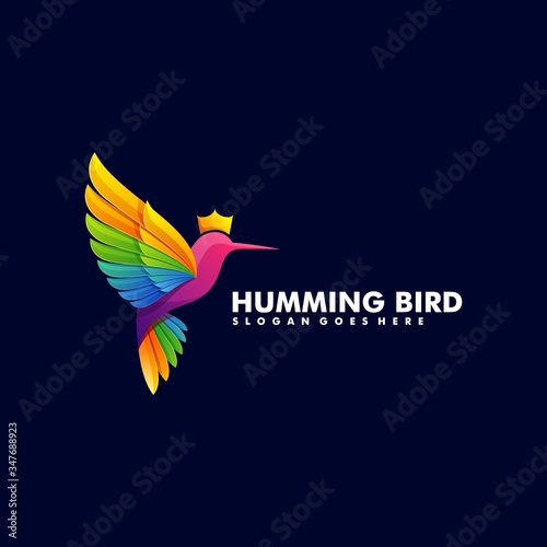 Vector Logo Illustration Bird Gradient Colorful Style.