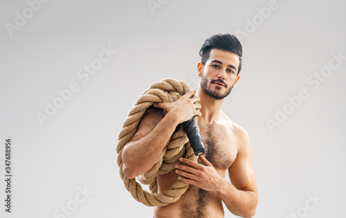 young man doing crossfit exercises