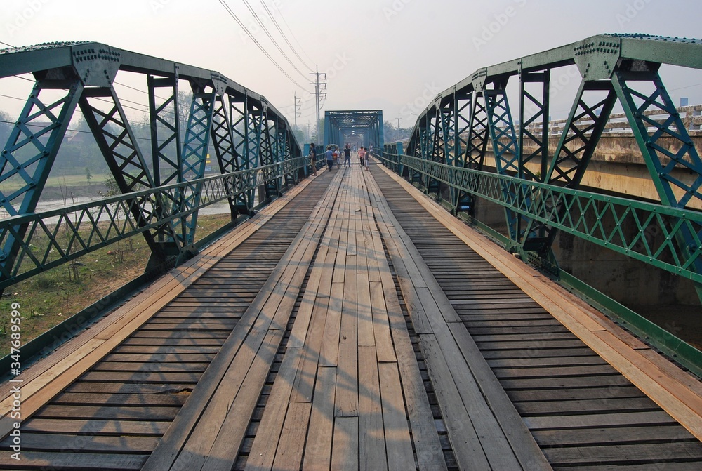 Pai Historical Bridge, an iron bridge for people walking and river views. Is the main tourist attraction of the Pai district.