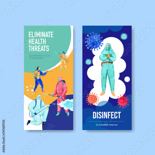 flyer or leaflet design disinfection with spraying,cleaning,washing and disinfectant protect virus,bacteria