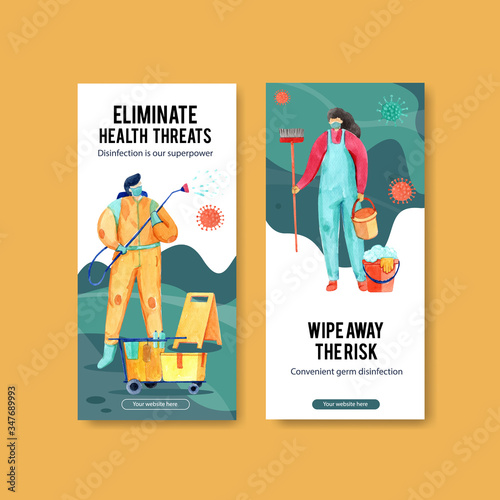 flyer or leaflet design disinfection with spraying,cleaning,washing and disinfectant protect virus,bacteria