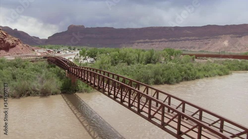 Wallpaper Mural Aerial: Moab, Utah. Aerial: Foot bridge crossing the Colorado River Torontodigital.ca