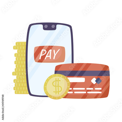 smartphone with credit card and money