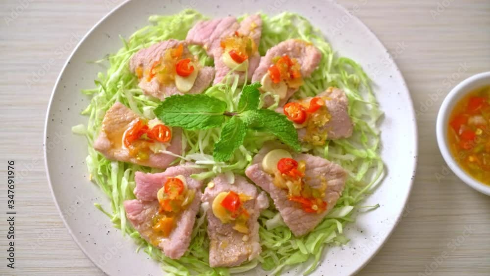 Spicy Pork Salad or Boiled Pork with Lime Garlic and Chili Sauce Spicy Pork Salad or Boiled Pork with Lime Garlic and Chili Sauce
