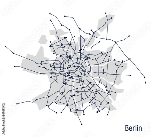 Digital city. Plan of the city Berlin in the form of an electronic scheme. Stylized linear drawing. Vector graphics
