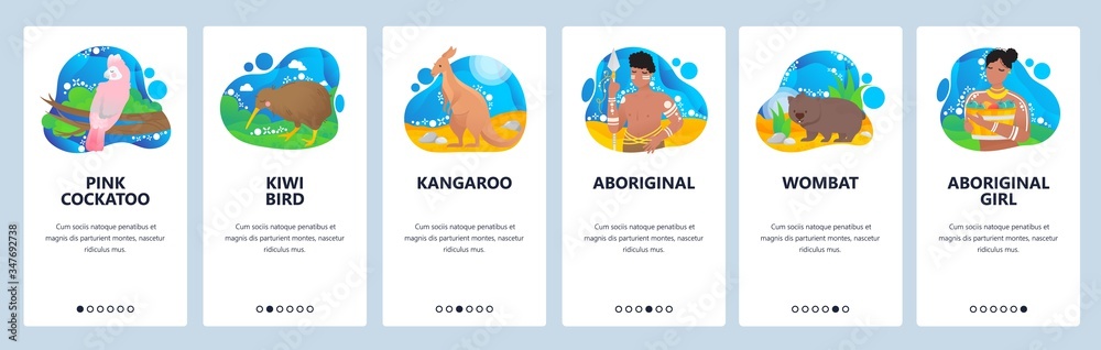 Australia website and mobile app onboarding screens vector template