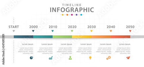 Infographic template for business. 6 Steps Modern Timeline diagram, presentation vector infographic.