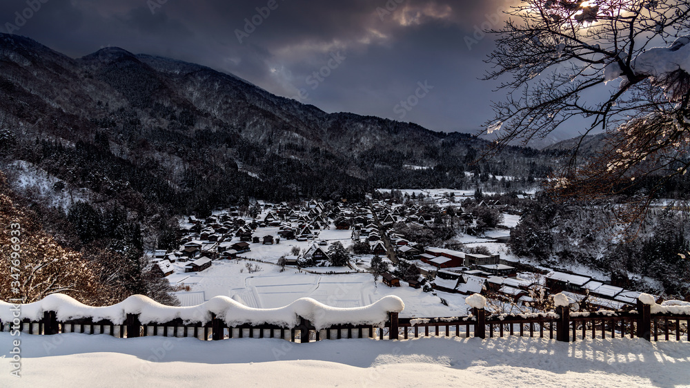 Historic Village of Shirakawa-go in winter, Japan.