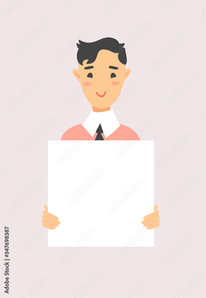 Male and female characters with board. Cartoon style people icons. Isolated guys avatars. Flat illustration men and women faces. Hand drawn vector drawing girls and boys portraits Male and female characters with board. Cartoon style people icons. Isolated guys avatars. Flat illustration men and women faces. Hand drawn vector drawing girls and boys portraits