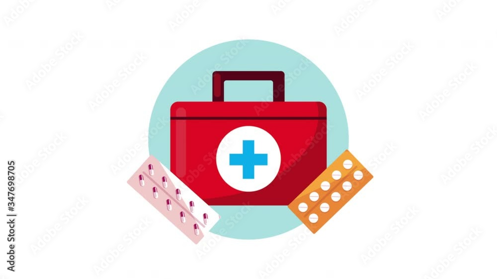 medical kit with drugs animation medical kit with drugs animation