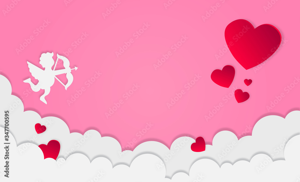 Modern Valentine's sky background with hearts
