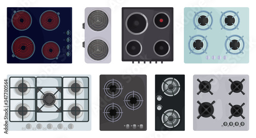 Cooktop surface vector cartoon set icon. Vector illustration electric stove on white background. Isolated cartoon set icon electric stove.