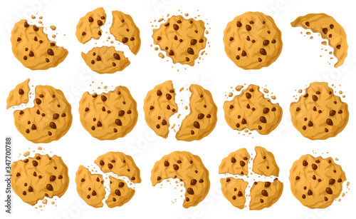 Cookies with crumbs vector cartoon set icon. Vector illustration biscuit on white background. Isolated cartoon set icon cookies with crumbs. photo
