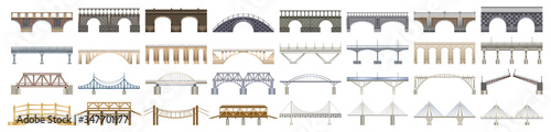 Bridge vector illustration on white background. Vector realistic set icon river construction. Isolated realistic set icon bridge.