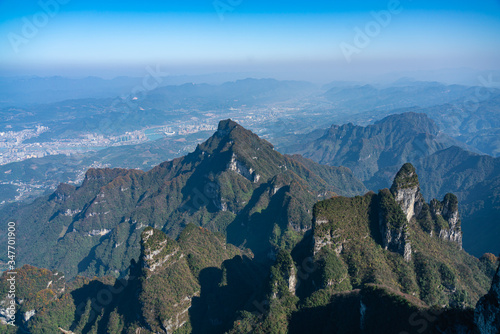 Beautiful aerial view of mountain landscape in Hunan Province, China © Quang
