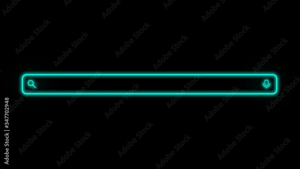 Neon Futuristic Square Search Engine Bar on Black Background