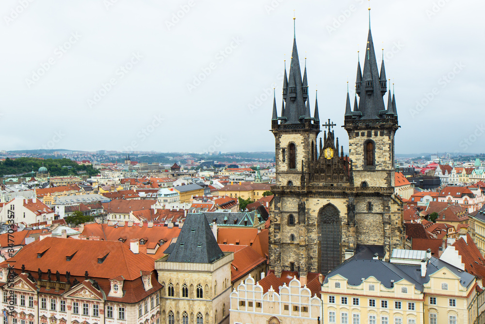 Aerial view of old town of Prague