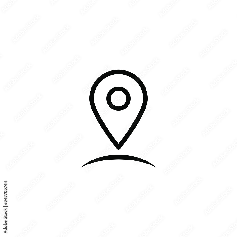 Pin location icon design line art style isolated on white background. Vector Pin location icon design line art style isolated on white background. Vector