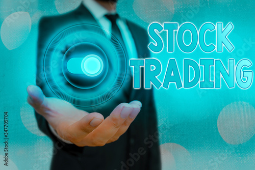 Text sign showing Stock Trading. Business photo text Buy and Sell of Securities Electronically on the Exchange Floor photo