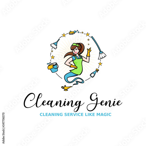 Cleaning Service Genie Illustration