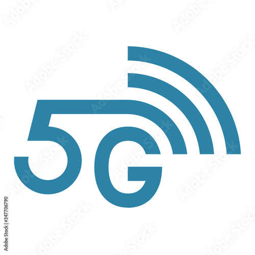 5G blue vector icon,  5th generation of cellular network technology. Enables Internet of Things.