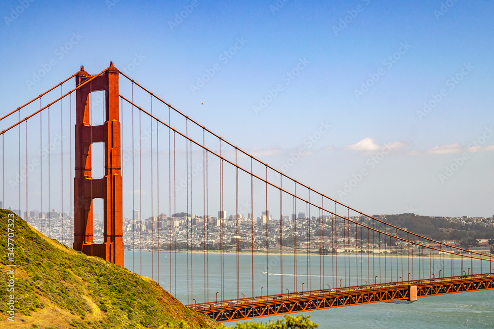 View of the famous Golden Gate Bridge in San Francisco