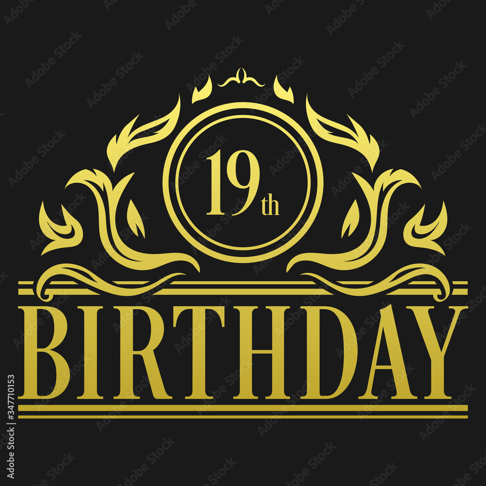 Luxury 19th Birthday Logo illustration vector Luxury 19th Birthday Logo illustration vector