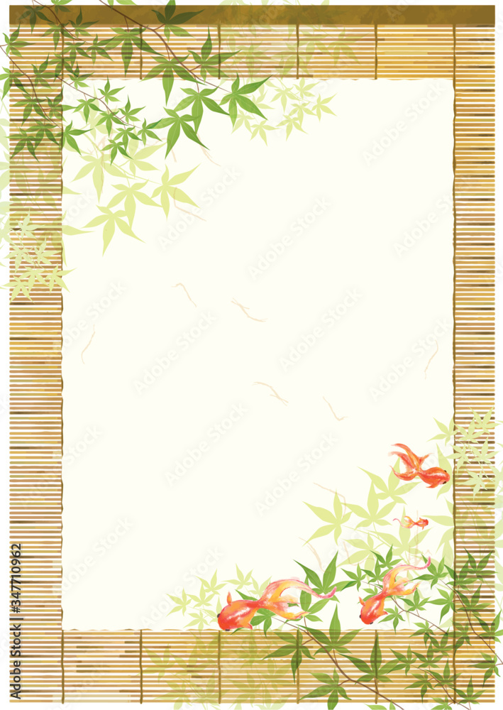 すだれ すだれ 夏 真夏 装飾枠 フレーム 和紙 飾り枠 水彩 涼 Stock ベクター Adobe Stock