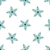 Star fish  hand drawn seamless vector fill. Cute childish drawing. Baby wrapping paper, textile, vector illustration