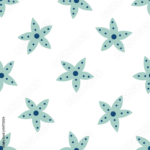 Star fish hand drawn seamless vector fill. Cute childish drawing. Baby wrapping paper, textile, vector illustration