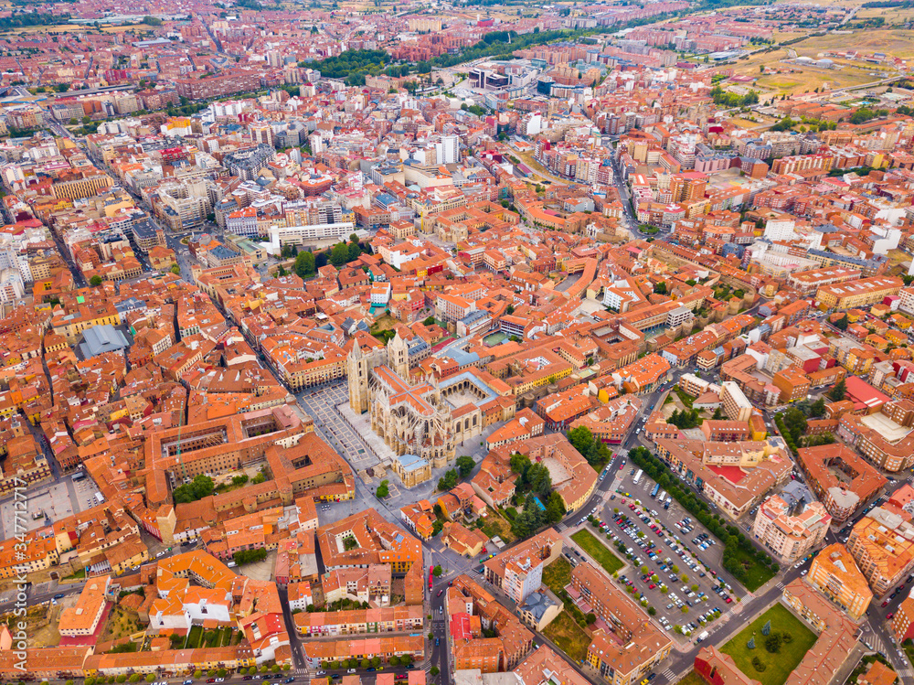 Aerial view of Leon cityscape