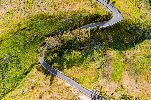 Roads from aerial on the beautiful island of Gran Canaria in a peaceful natural setting