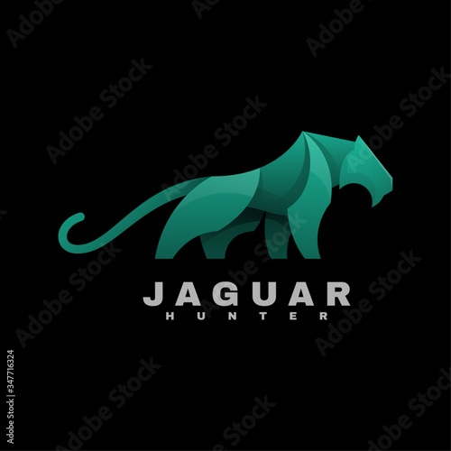 Vector Logo Illustration Jaguar Gradient Colorful Style.