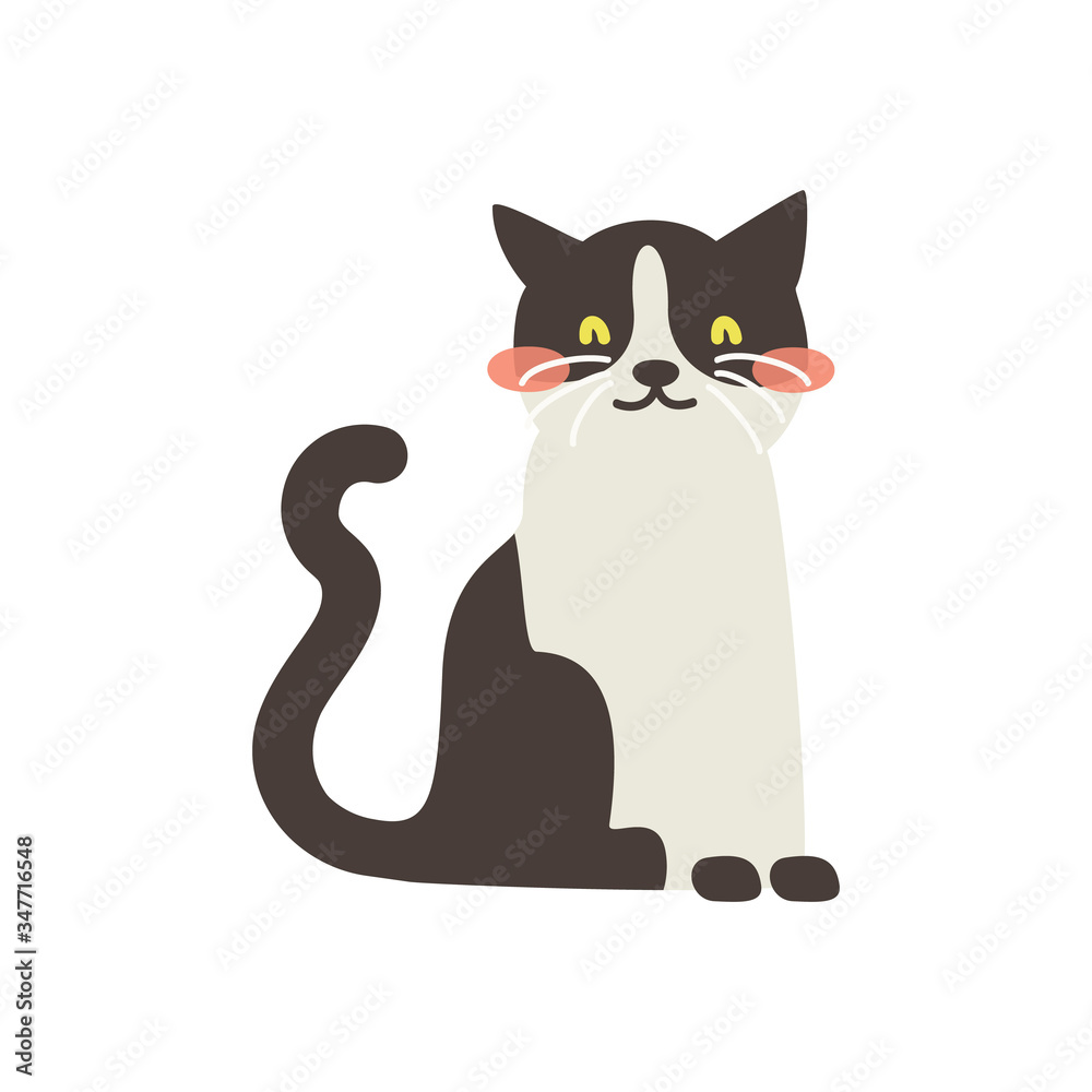 Obraz premium Cartoon cat. Cute Cartoon cat, Vector illustration on a white background. Drawing for children