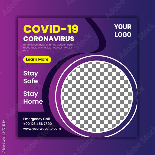 Coronavirus banner social media post template photo