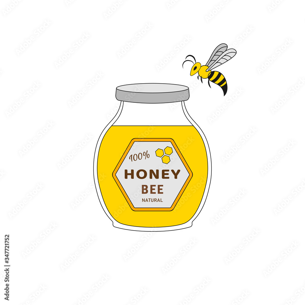 Bee and jar with honey Bee and jar with honey