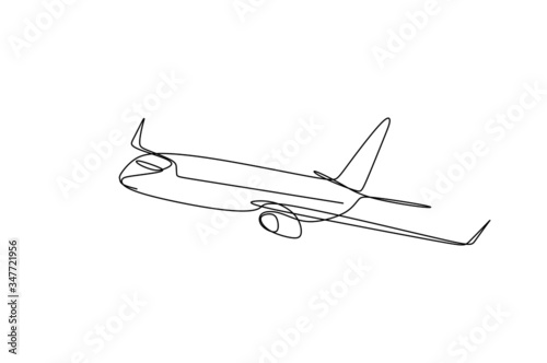 Continuous single line drawing vector illustration of an airplane climbing