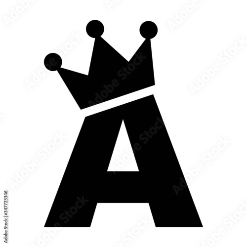 A grade black icon silhouette with a crown on the top vector illustration representing the concept of excellence 