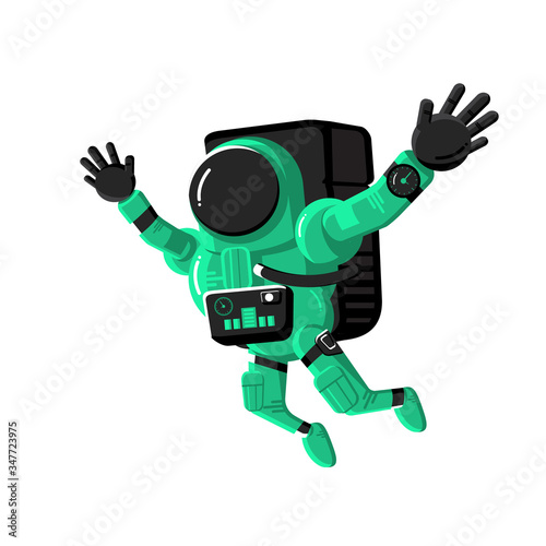 Astronaut in spacesuit, Concept spaceman character with planet and science, Vector illustration