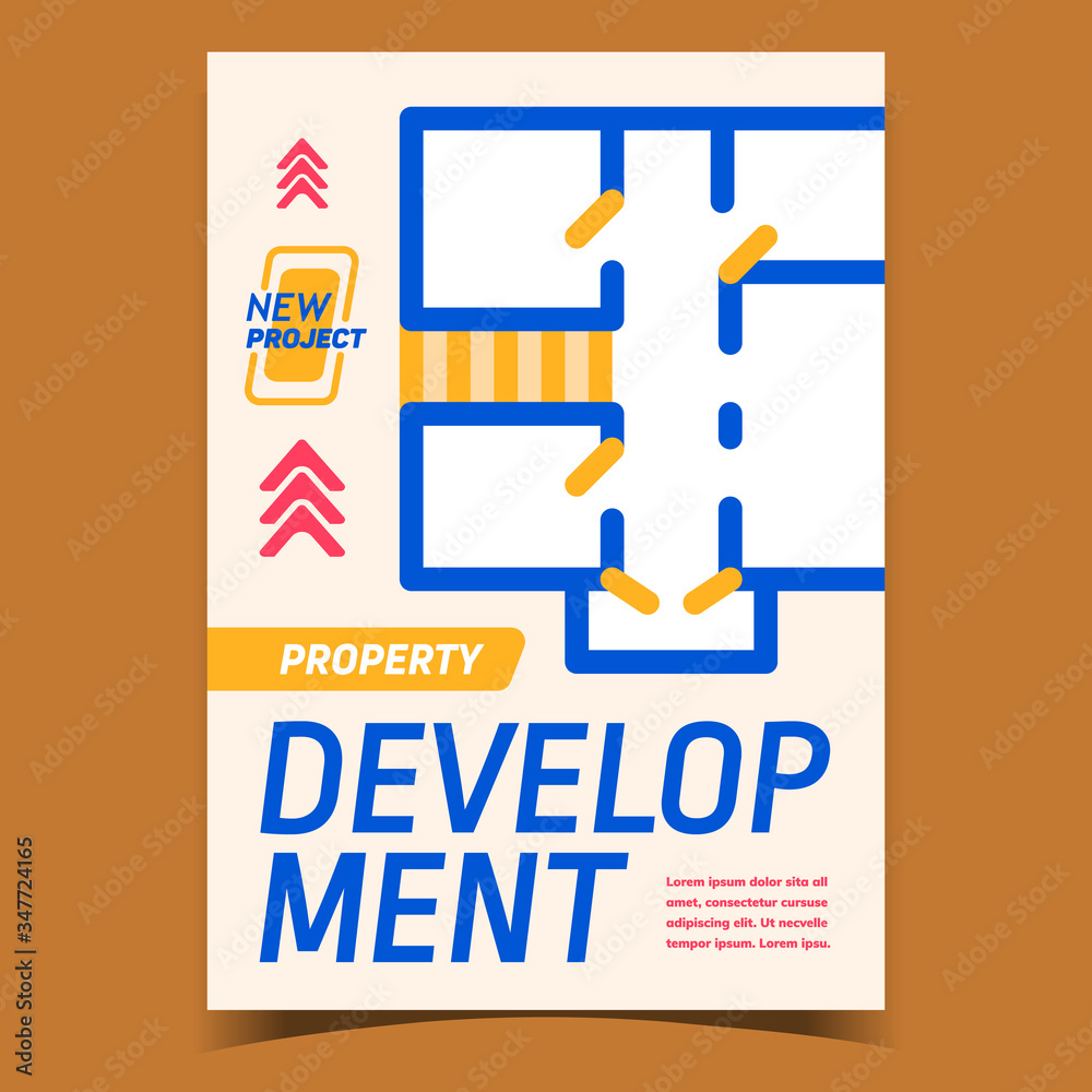 Property Development Advertising Banner Vector. Architect Engineering Design Work Property Planning, Apartment Or House Building Project. Concept Template Stylish Colorful Illustration Property Development Advertising Banner Vector. Architect Engineering Design Work Property Planning, Apartment Or House Building Project. Concept Template Stylish Colorful Illustration