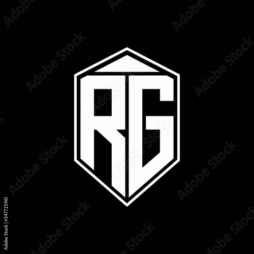 RG logo monogram with emblem shape combination tringle on top design template