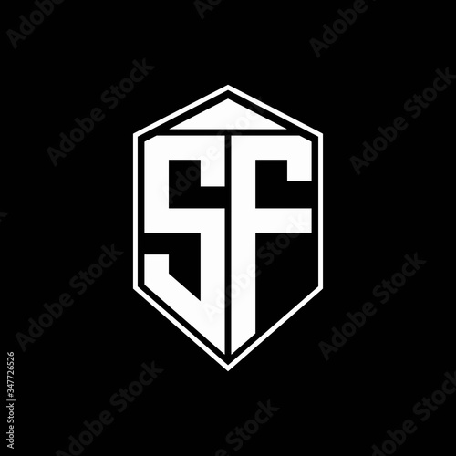 SF logo monogram with emblem shape combination tringle on top design template