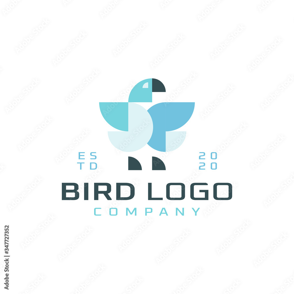 Modern Logo Design Template of Animal Flying Bird or Geometric Shape of Circle Colorful Creative Vector Art