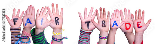 Fotografía Children Hands Building Colorful Word Fair Trade