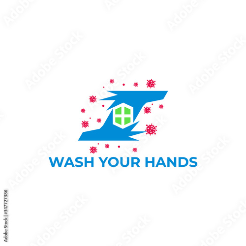 text wash your hand plus medical design symbol vector