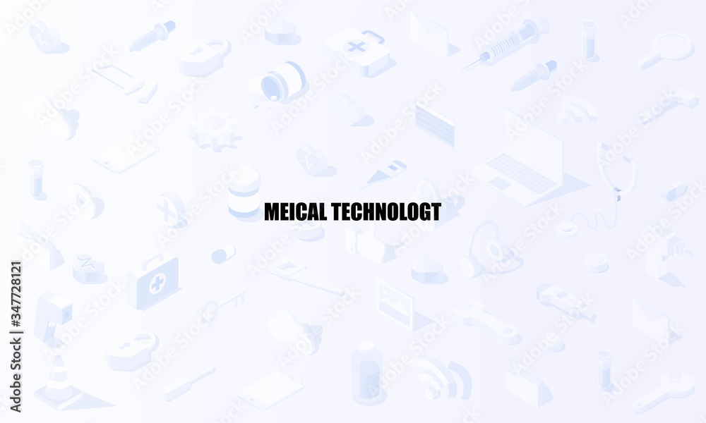 Medical Technology tool Social media monitoring concept in isometric background vector design.