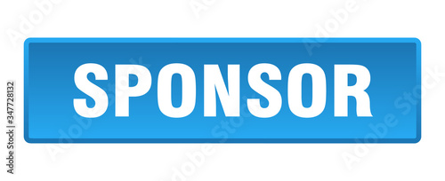sponsor button. sponsor square blue push button