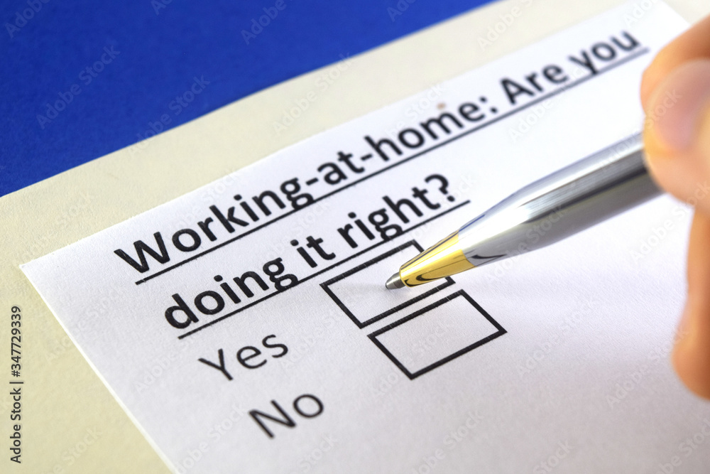 One person is answering question about working at home. One person is answering question about working at home.